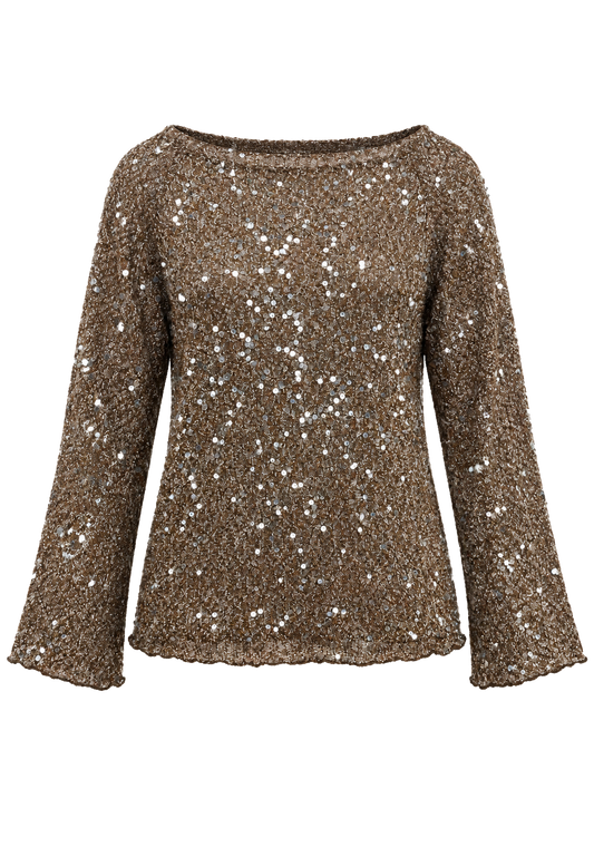 Anya Shimmer Pullover Dark Brown - front