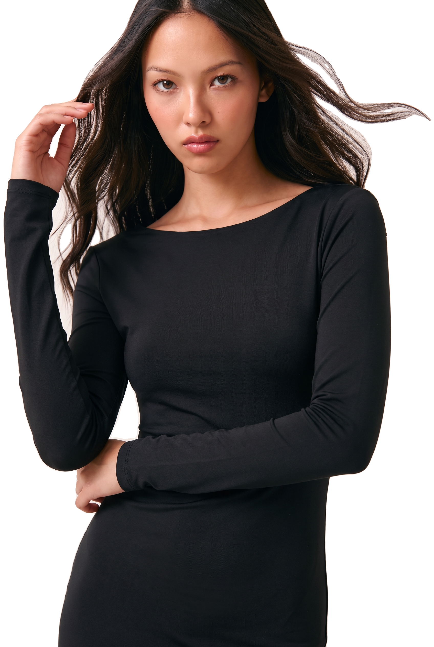 Scarlett Long Open Back Dress Black image