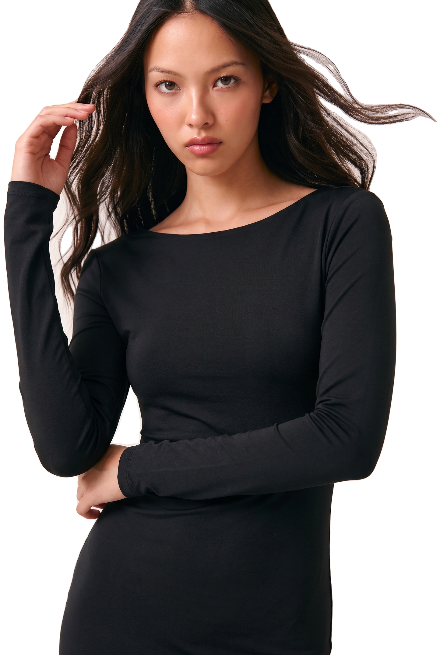 Scarlett Long Open Back Dress Black image