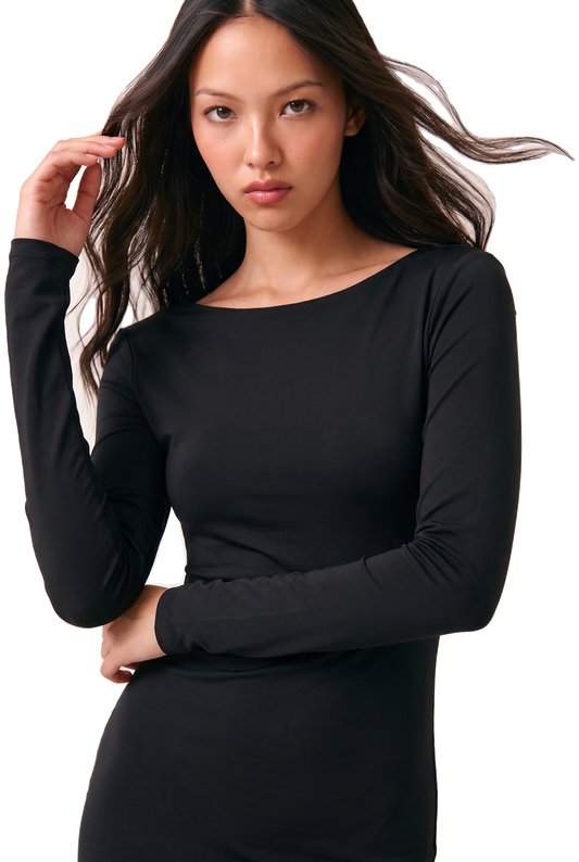 Scarlett Long Open Back Dress Black image