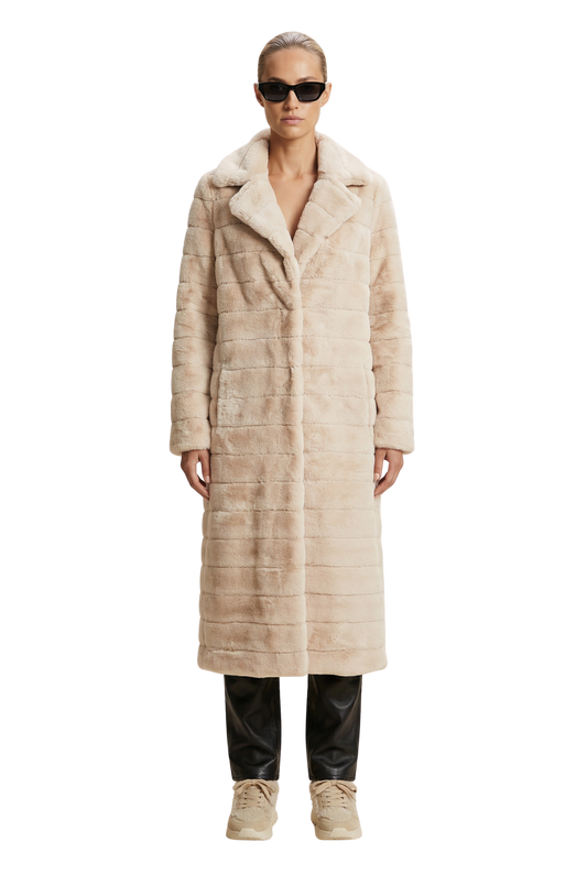 Bailey Faux Fur Coat Long Almond