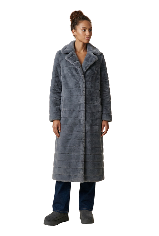 Bailey Faux Fur Coat Long Dark Grey