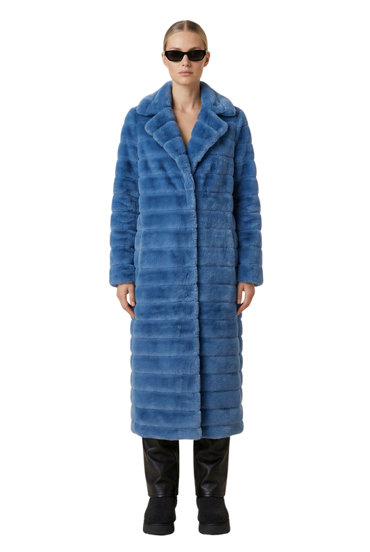 Bailey Faux Fur Coat Long Sky Blue