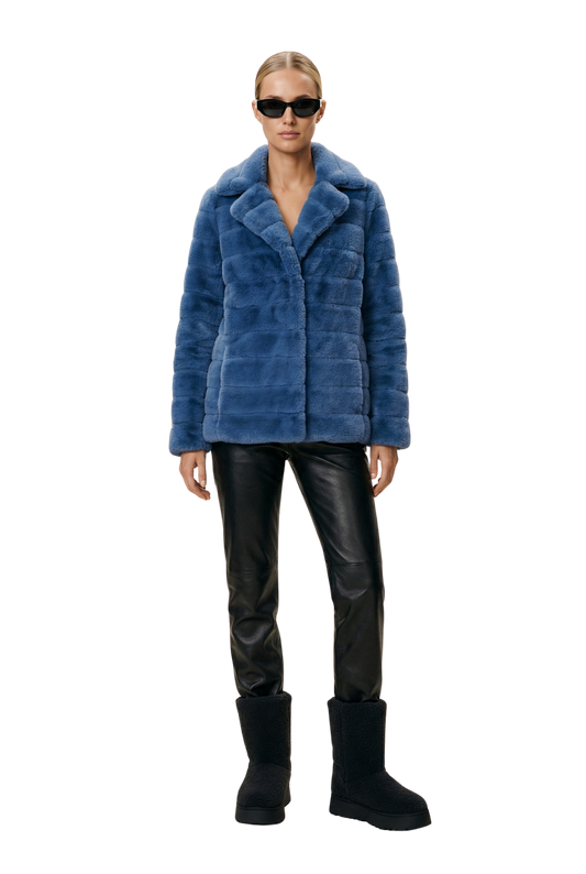 Bailey Faux Fur Coat Short Sky Blue