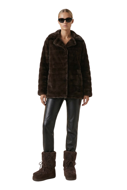 Bailey Faux Fur Coat Short Dark Brown