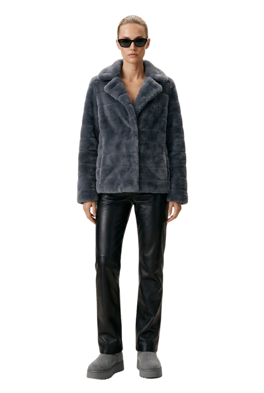 Bailey Faux Fur Coat Short Dark Grey