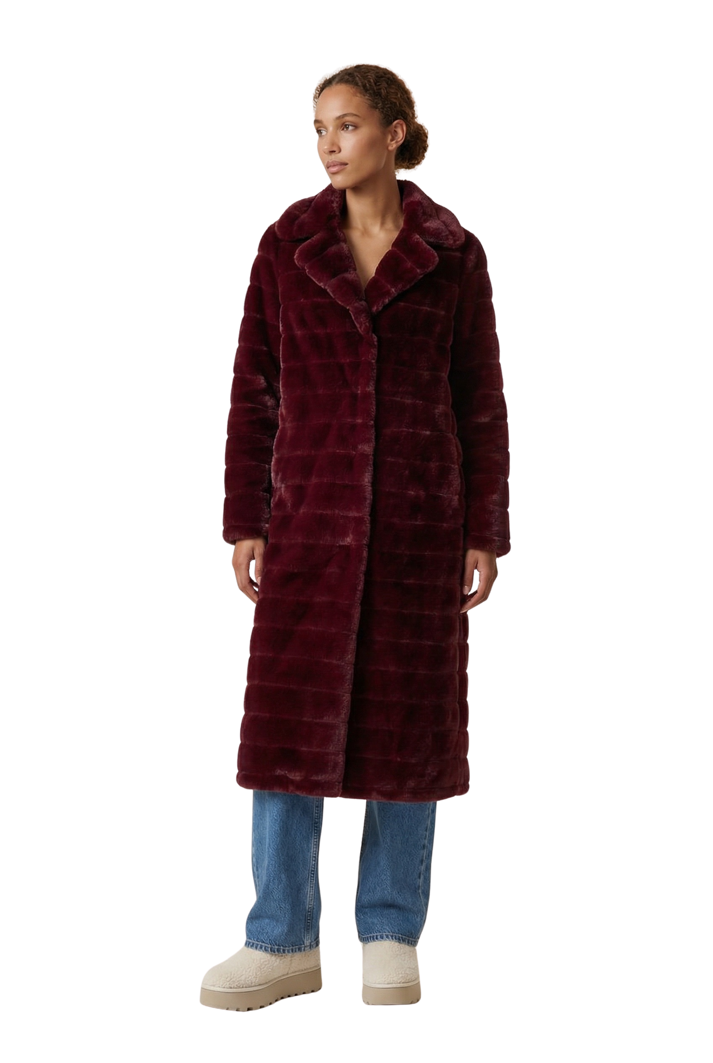 Bailey Faux Fur Coat Long Bordeaux