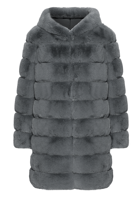 Blake Faux Fur Coat Long Dark Grey