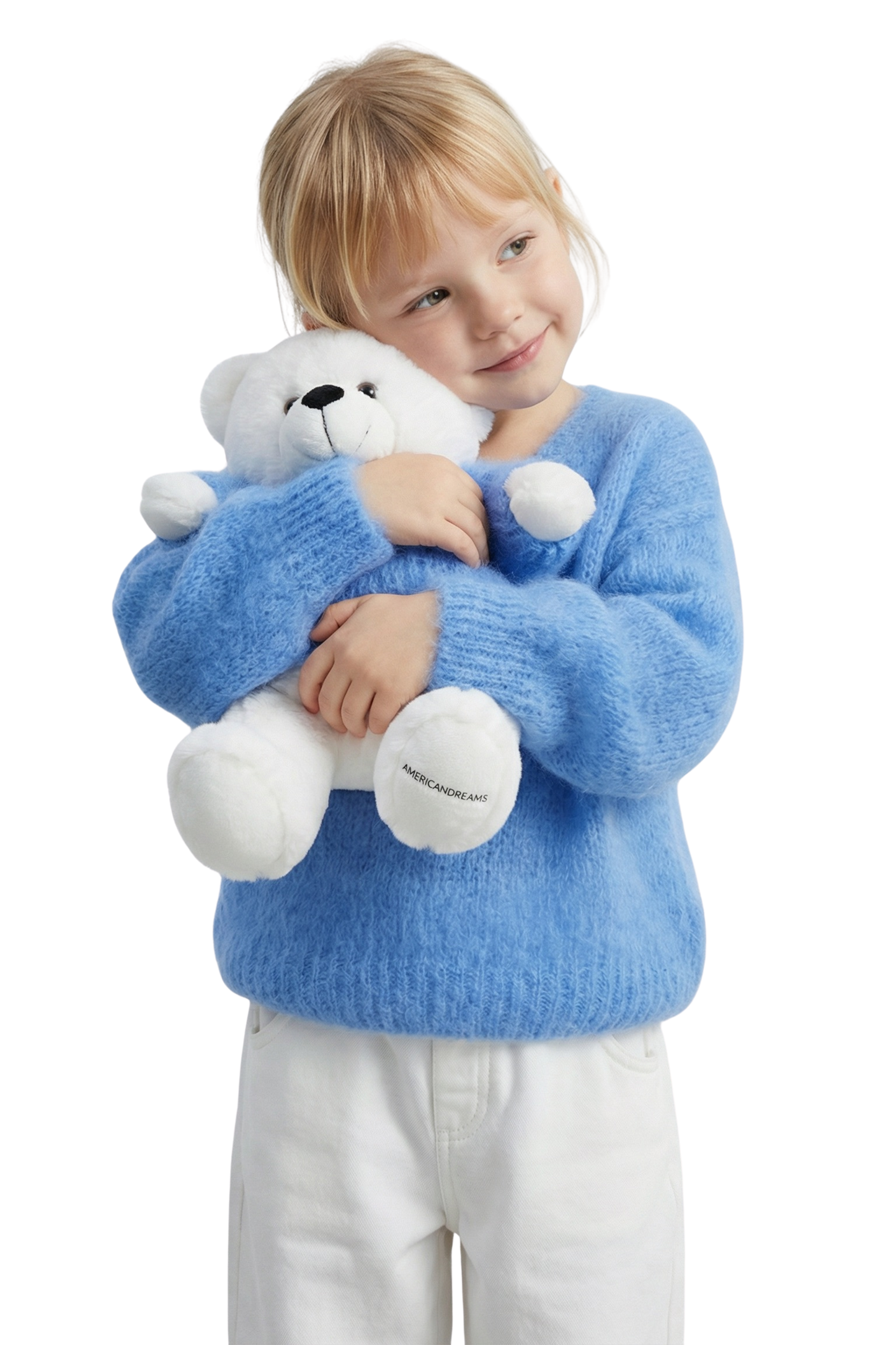 Signature Teddy Bear White/Sky Blue