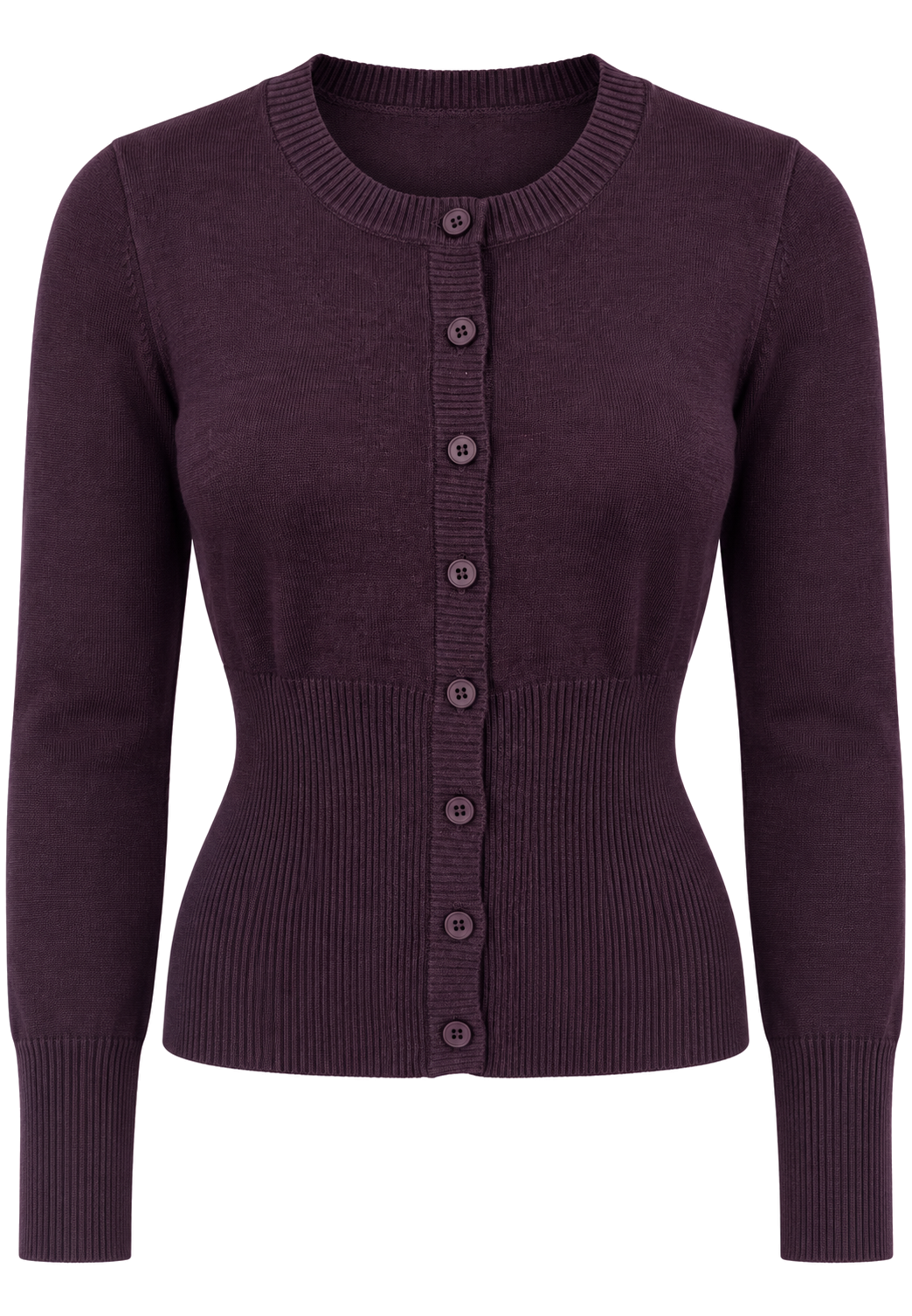 Camilla Cardigan Aubergine - close-up