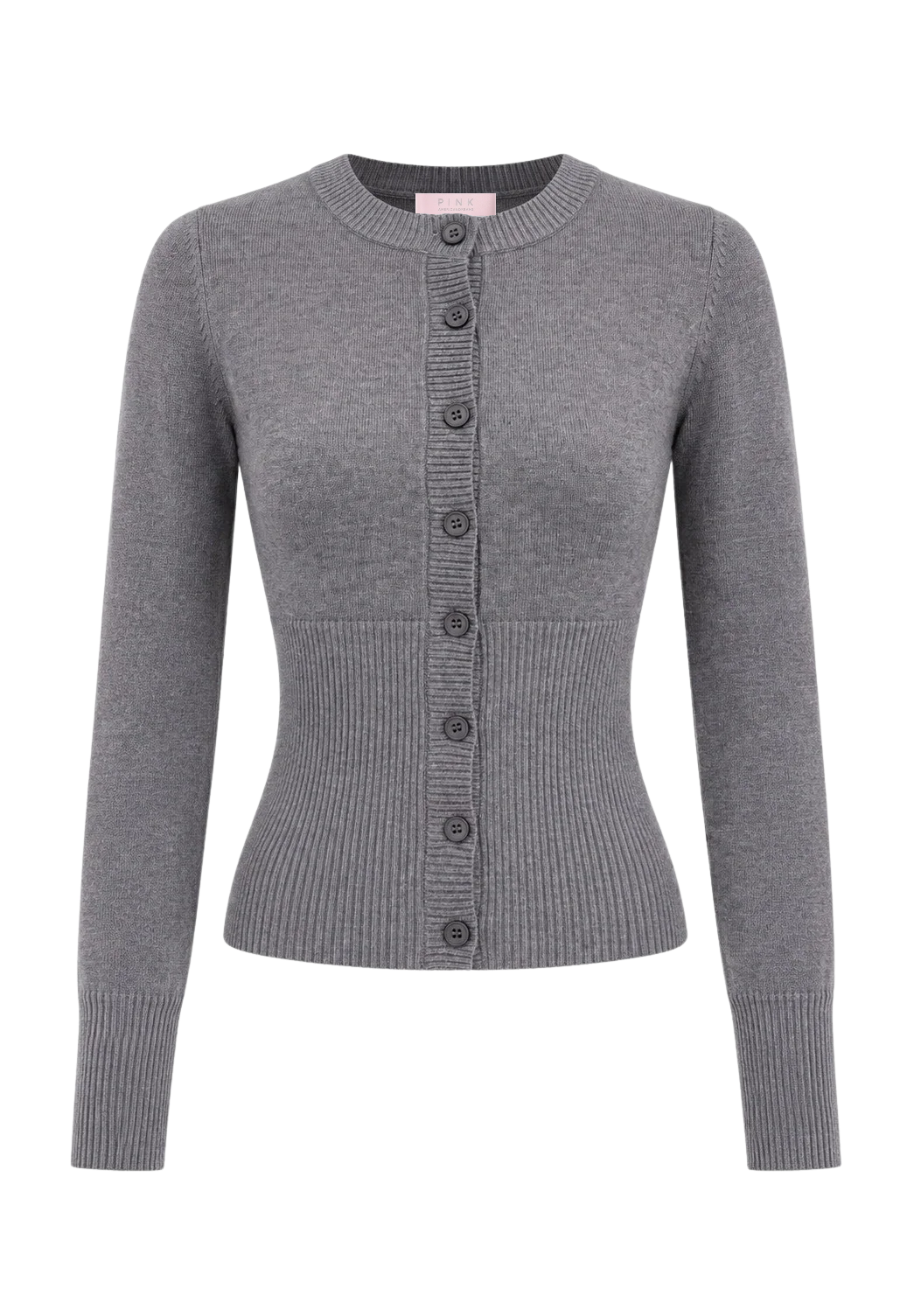 Camilla Cardigan Dark Grey with PINK neck label