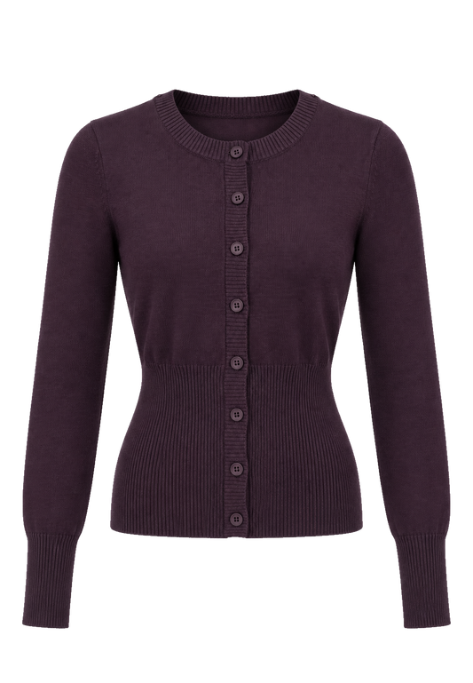 Camilla Cardigan Aubergine - front