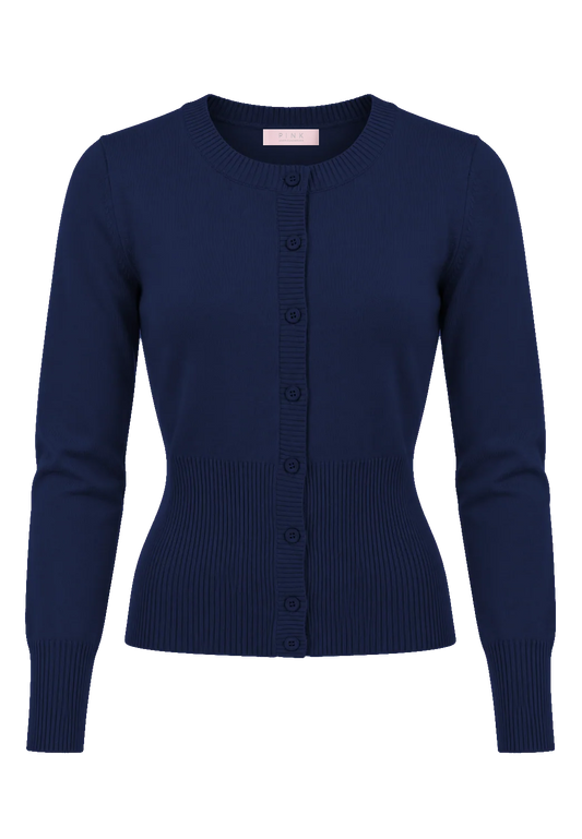 Camilla Cardigan Navy Blue with PINK neck label