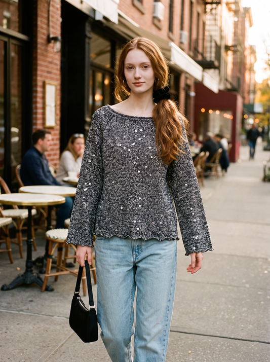 Anya Shimmer Pullover Black – NYC street style