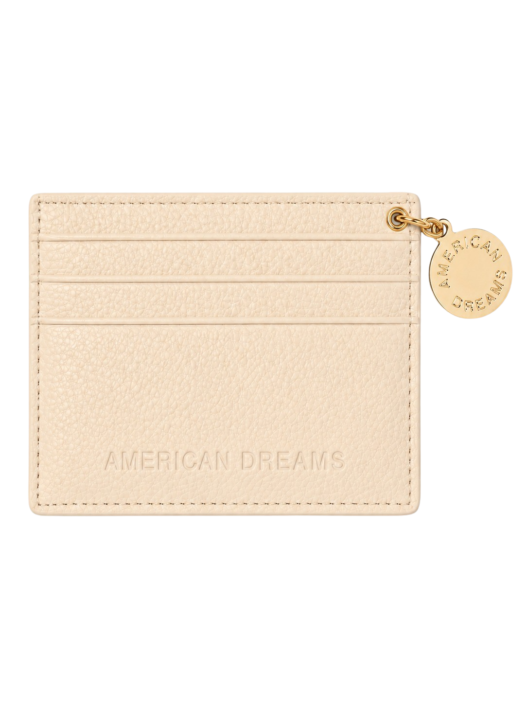 Signature Card Holder Leather with Charm Beige