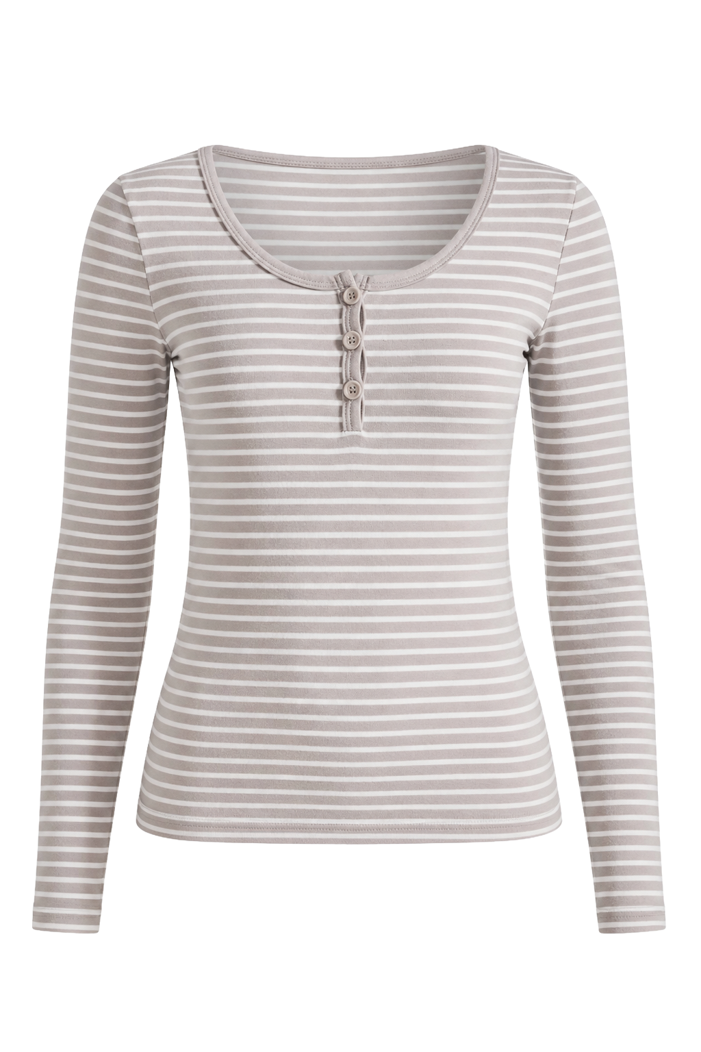 Caroline Striped LS Blouse Beige / White