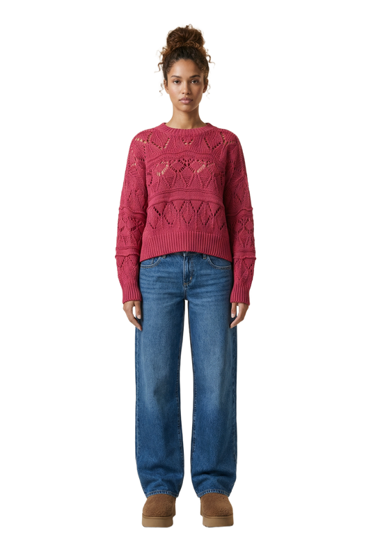 Cassie Cotton Pullover Cerise Red