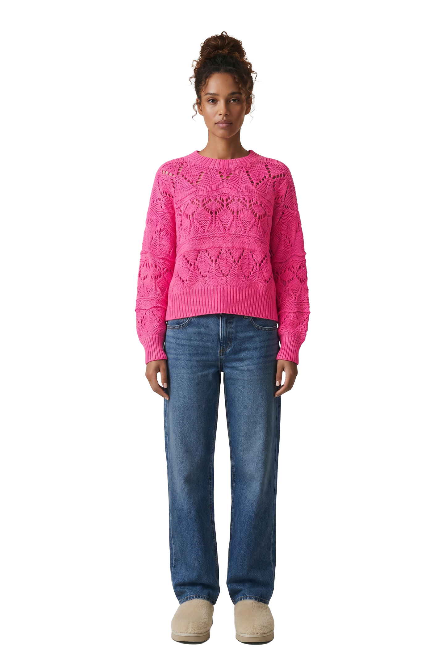 Cassie Cotton Pullover Neon Pink