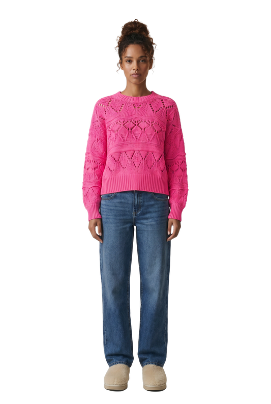 Cassie Cotton Pullover Neon Pink