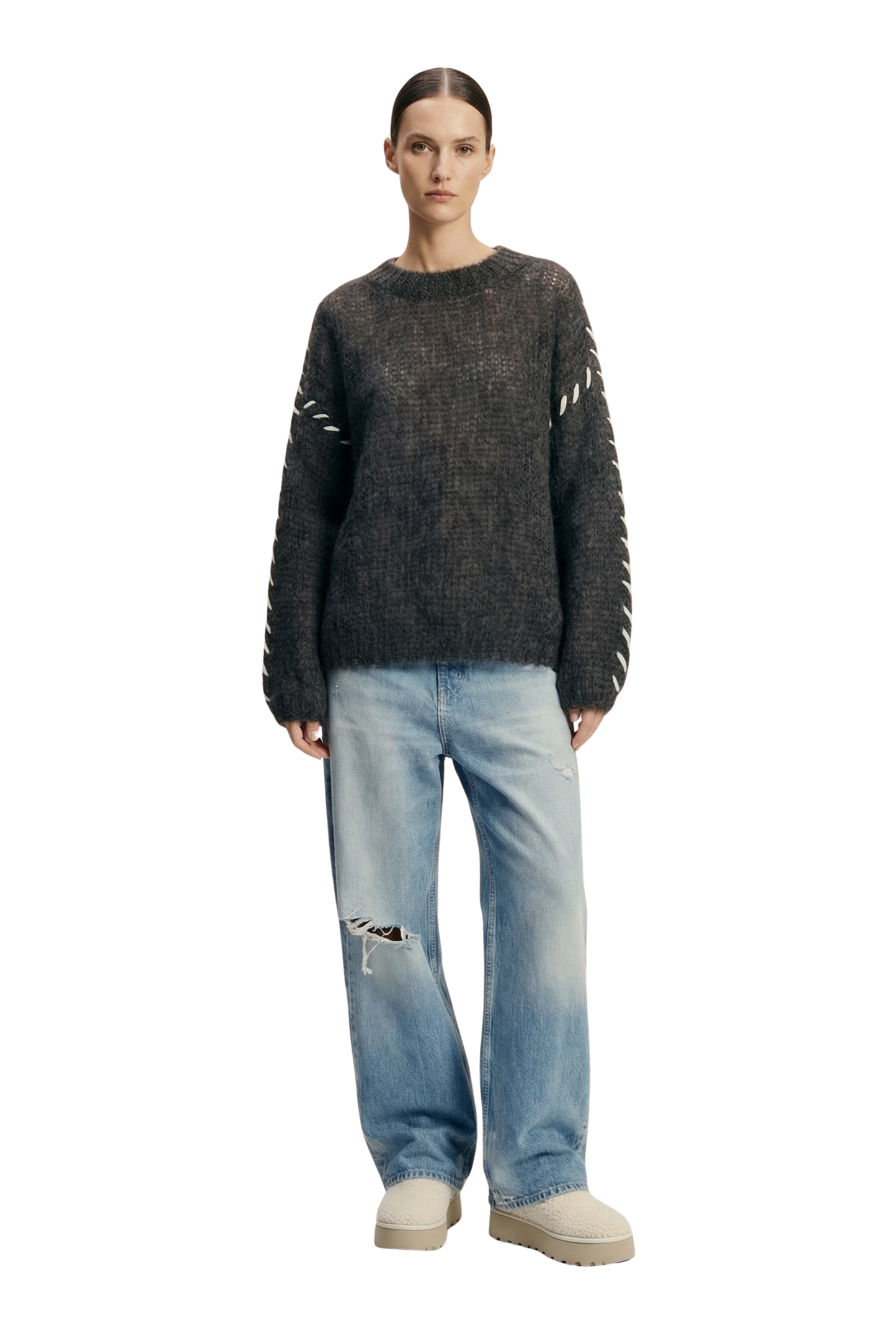 Catia Mohair Stitch Pullover Anthracite Grey