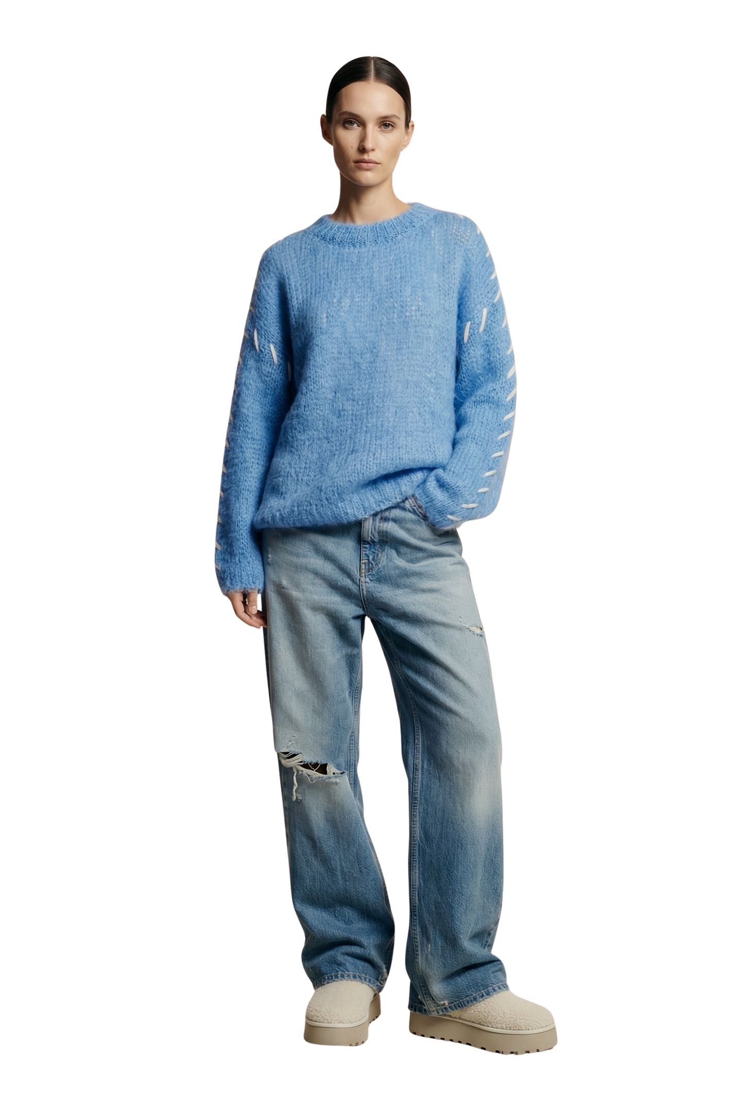 Catia Mohair Stitch Pullover Sky Blue