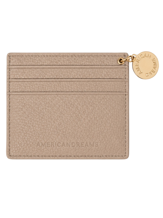 Signature Card Holder Leather with Charm Light Brown