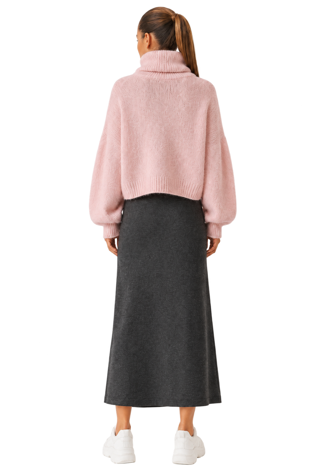 Andrea Rollneck Cropped Alpaca Pullover Light Pink image
