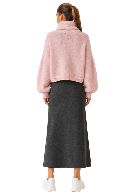 Andrea Rollneck Cropped Alpaca Pullover Light Pink image