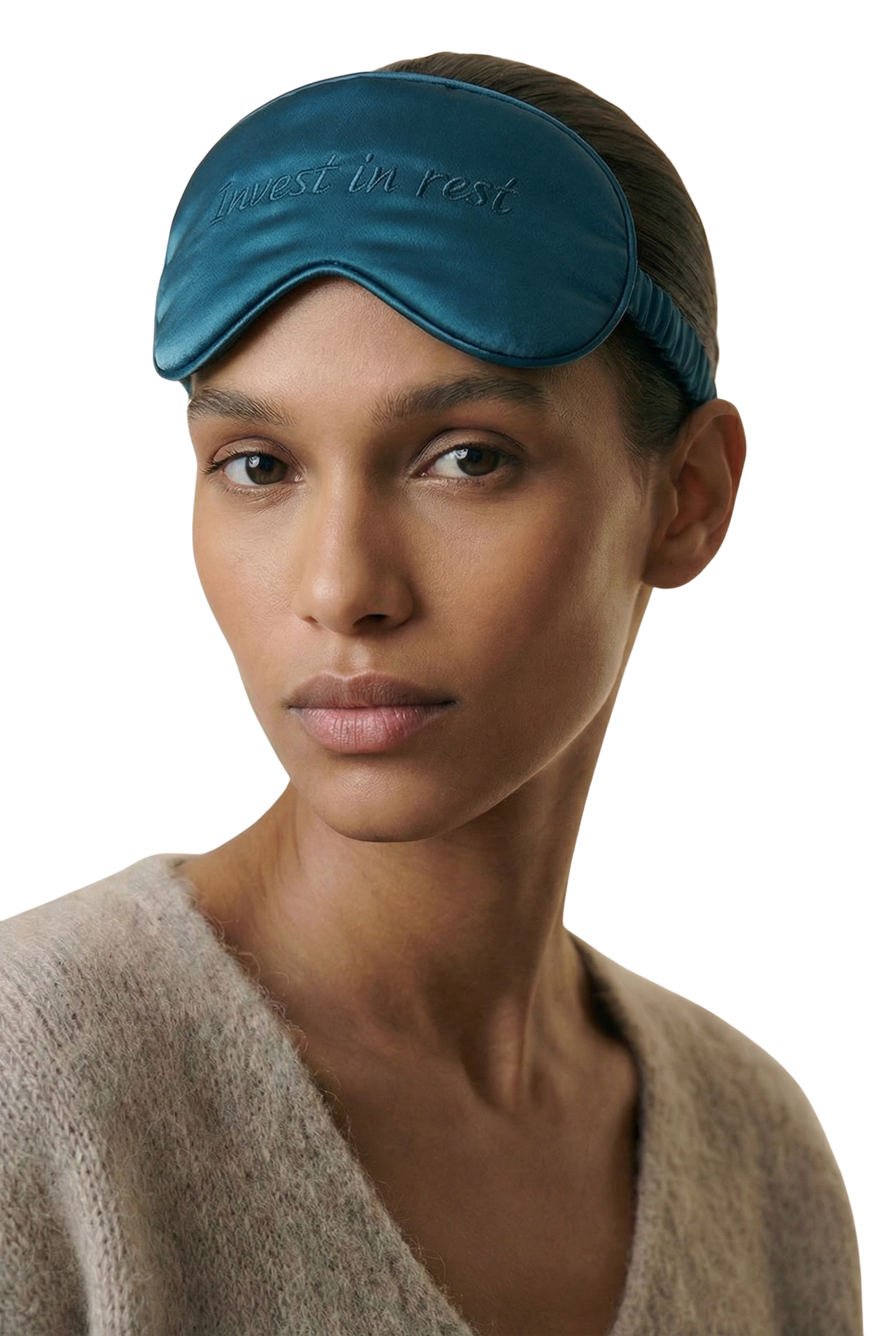 Cheri Silk Sleeping Mask Teal Blue