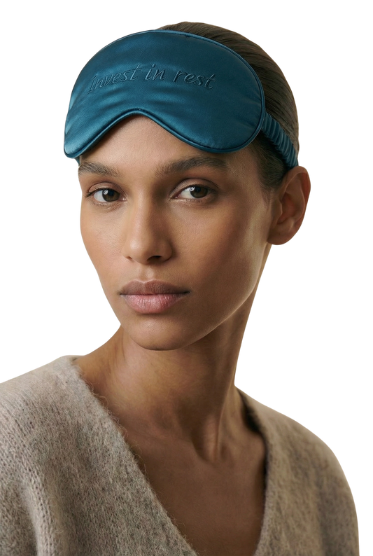 Cheri Silk Sleeping Mask Teal Blue