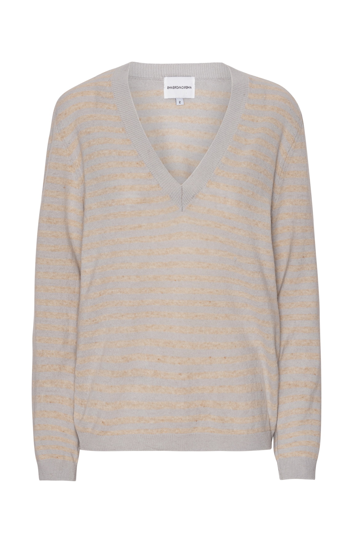 Christy V Neck Cashmere Pullover Grey / Beige