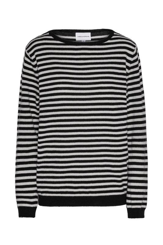 Christy Round Neck Cashmere Pullover Black / White