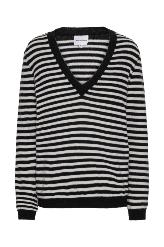 Christy V Neck Cashmere Pullover Black / White