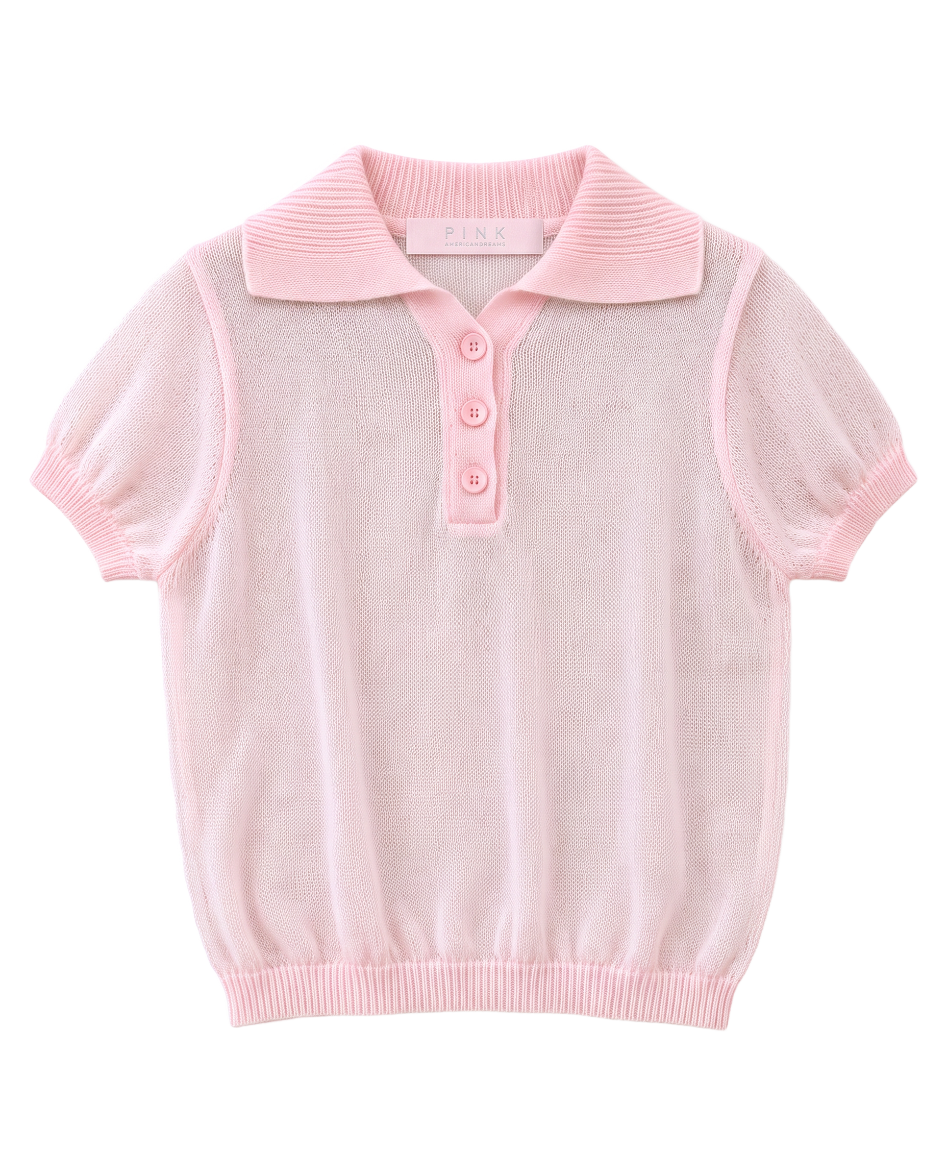 Clara Short Sleeve Knit Polo Light Pink - flat lay