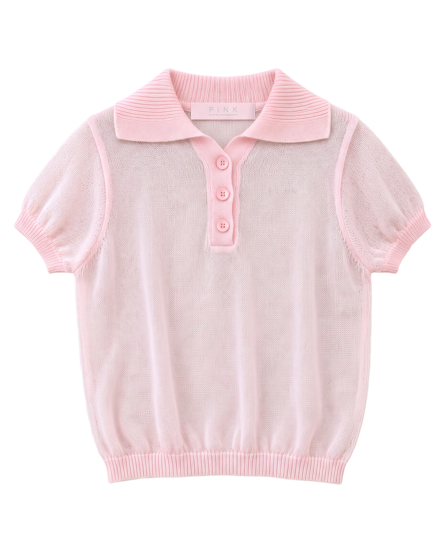 Clara Short Sleeve Knit Polo Light Pink - flat lay