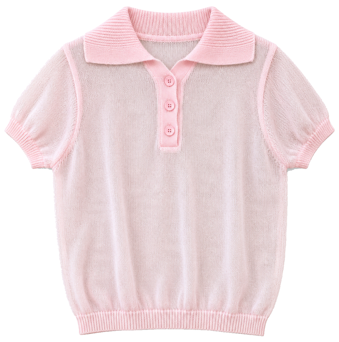 Clara Short Sleeve Knit Polo Light Pink - front