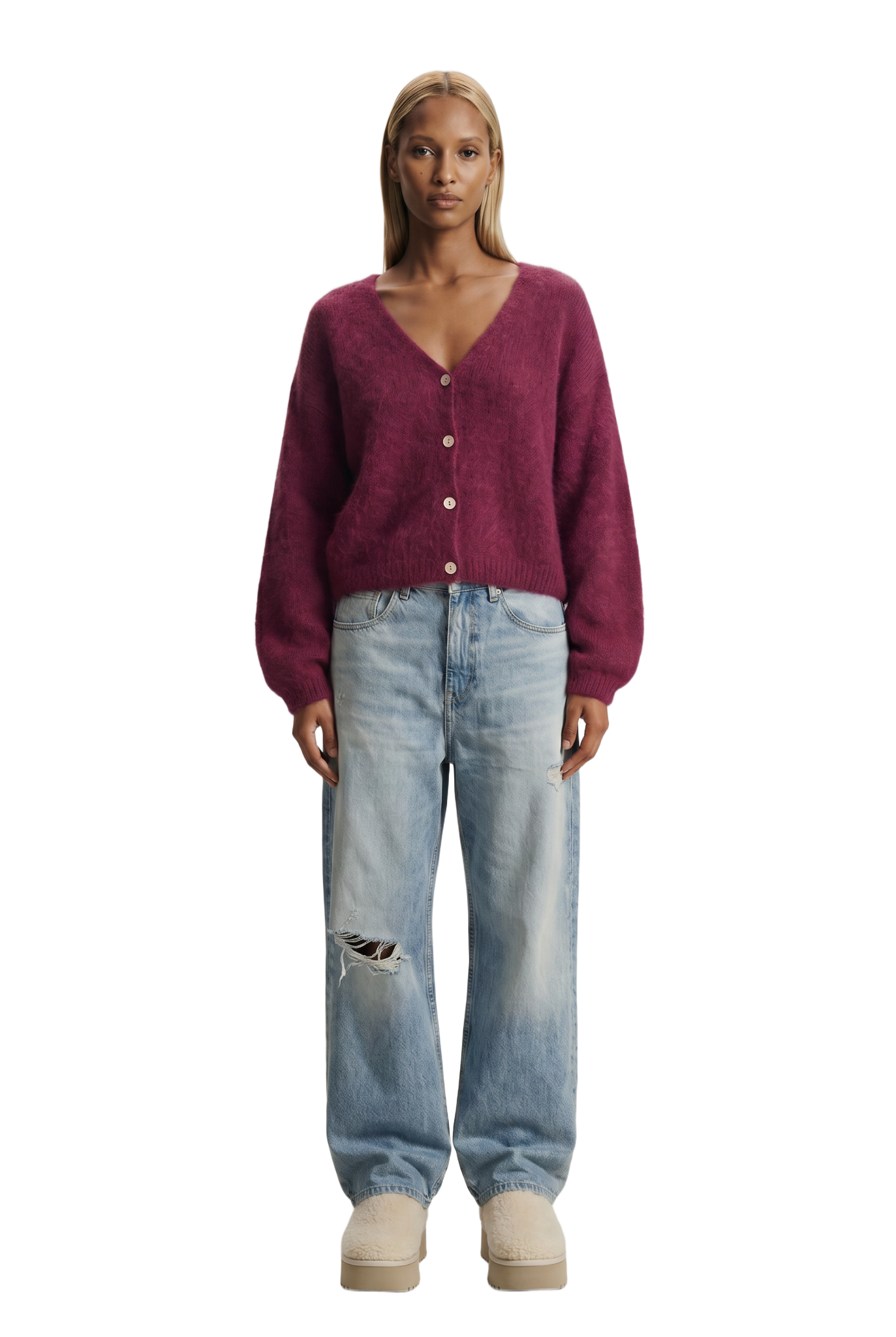 Cornelia Cropped Cardigan Bordeaux