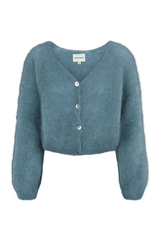 Cornelia Cropped Cardigan Teal Blue