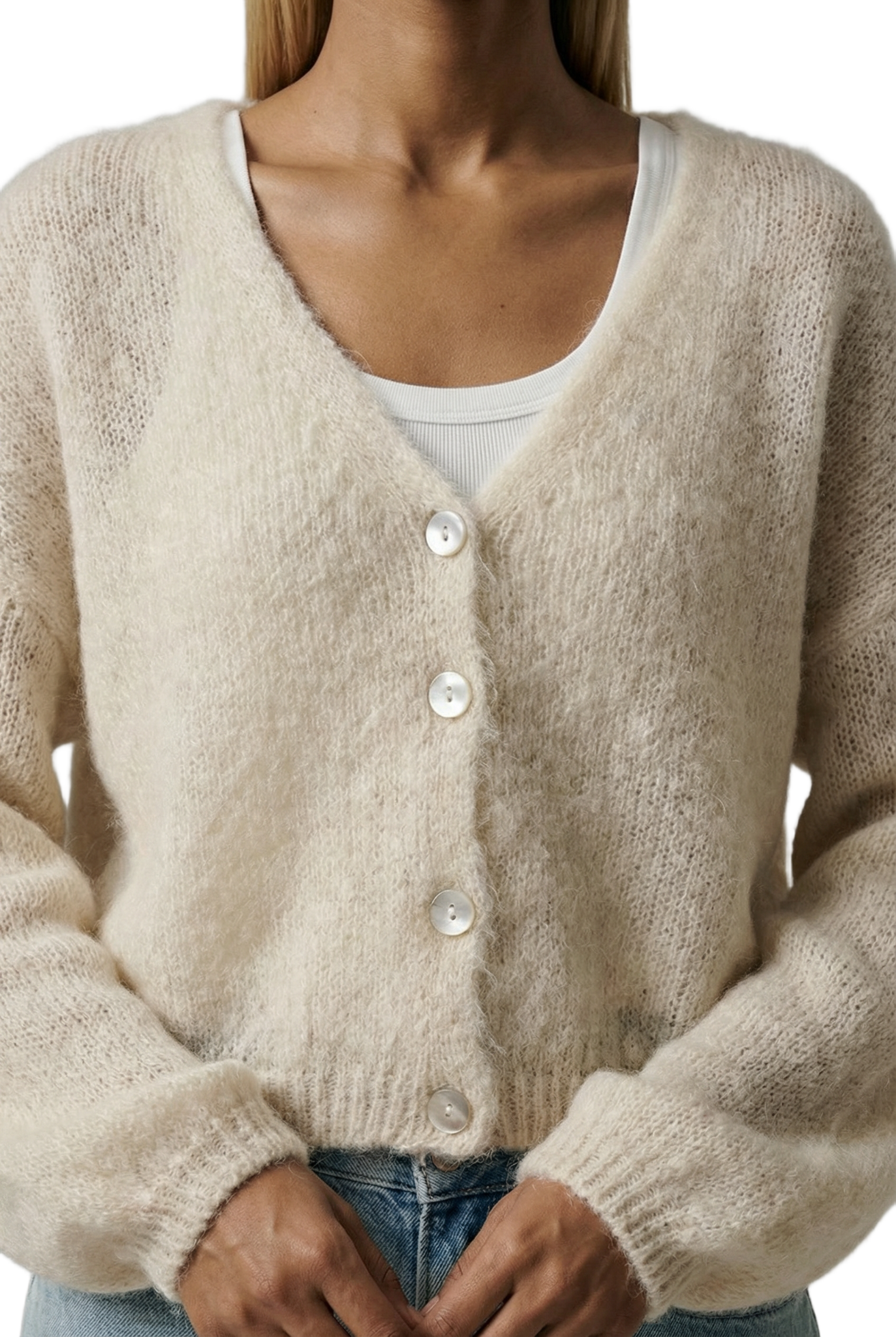 Cornelia Cropped Cardigan Beige