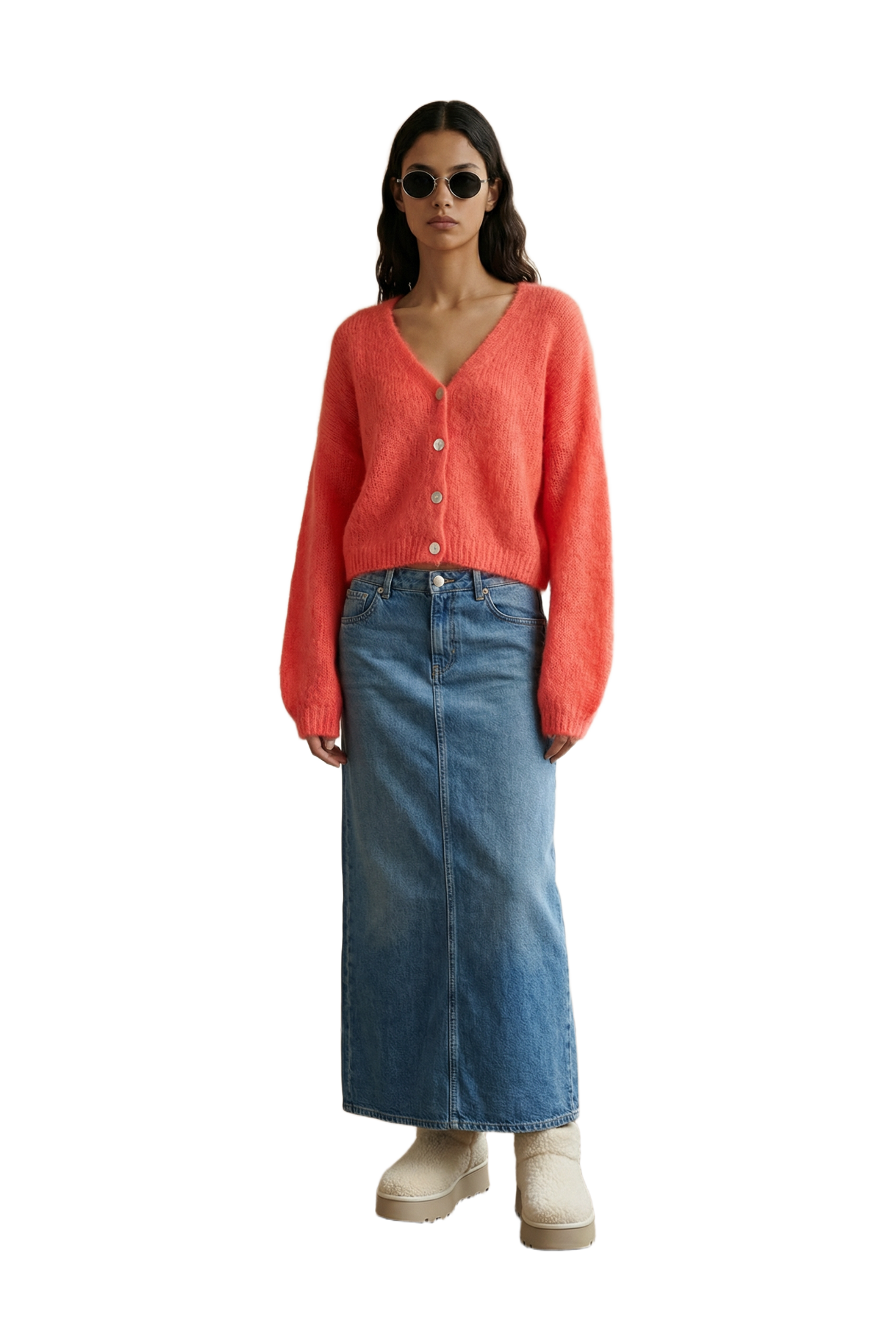 Cornelia Cropped Cardigan Coral Red