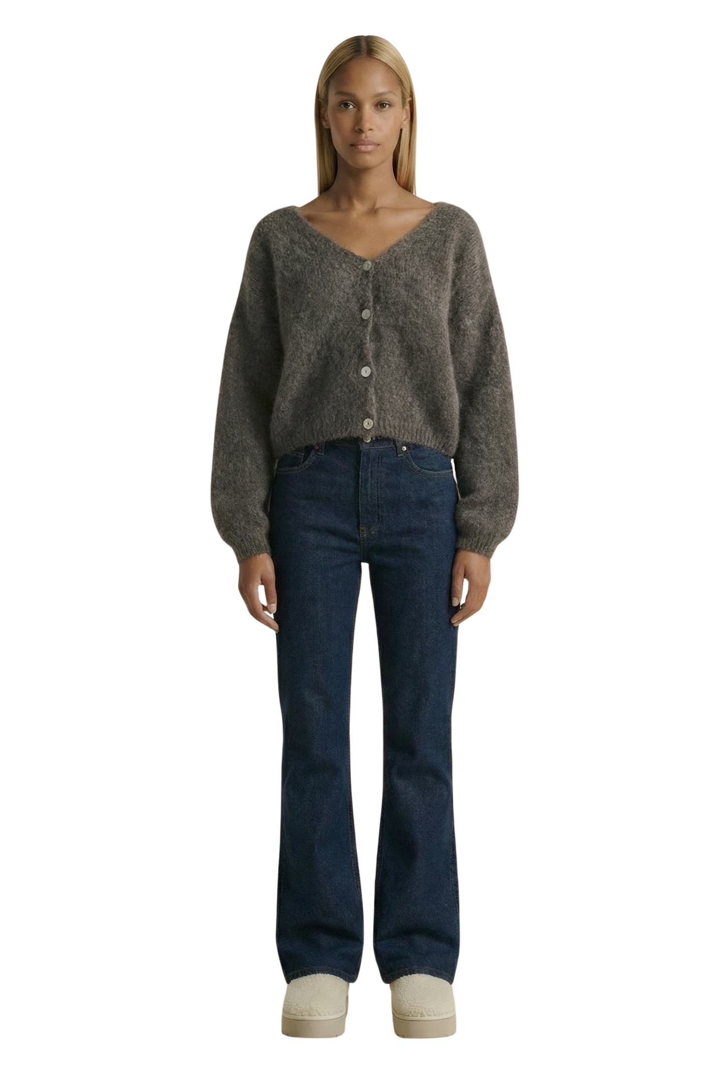 Cornelia Cropped Cardigan Dark Taupe