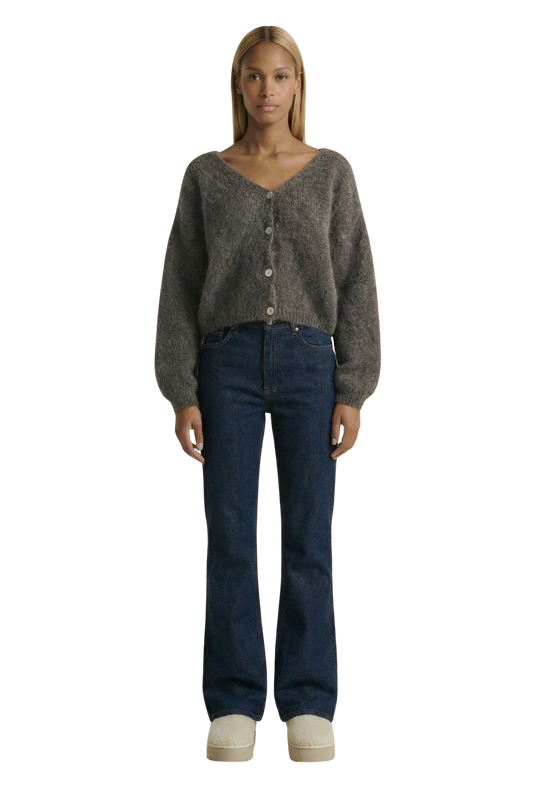 Cornelia Cropped Cardigan Dark Taupe