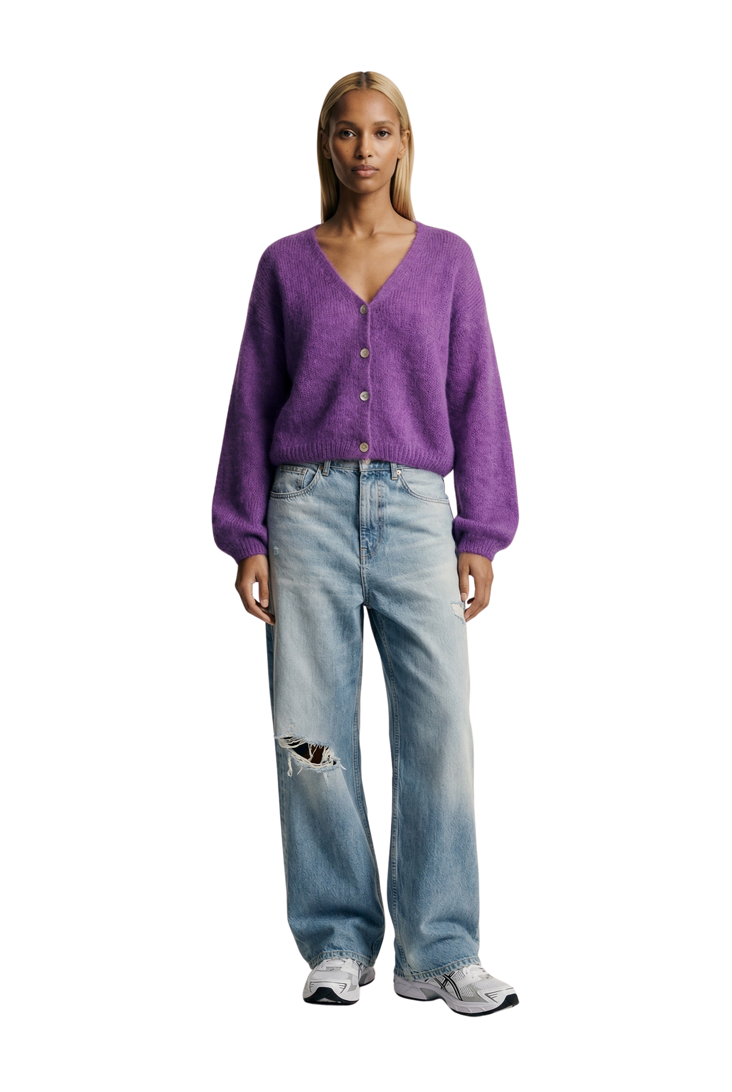 Cornelia Cropped Cardigan Deep Purple | Americandreams