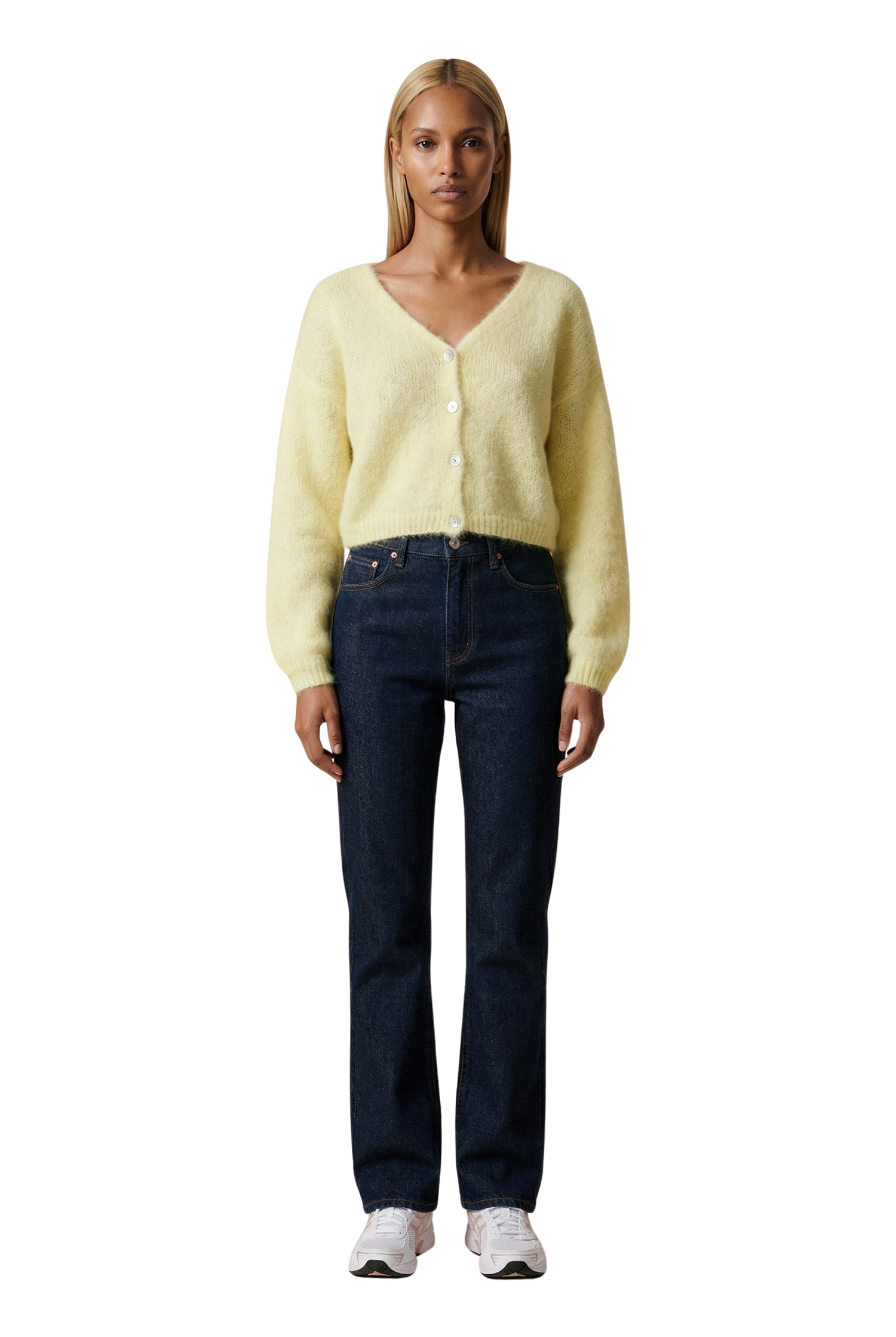 Cornelia Cropped Cardigan Light Yellow | Americandreams
