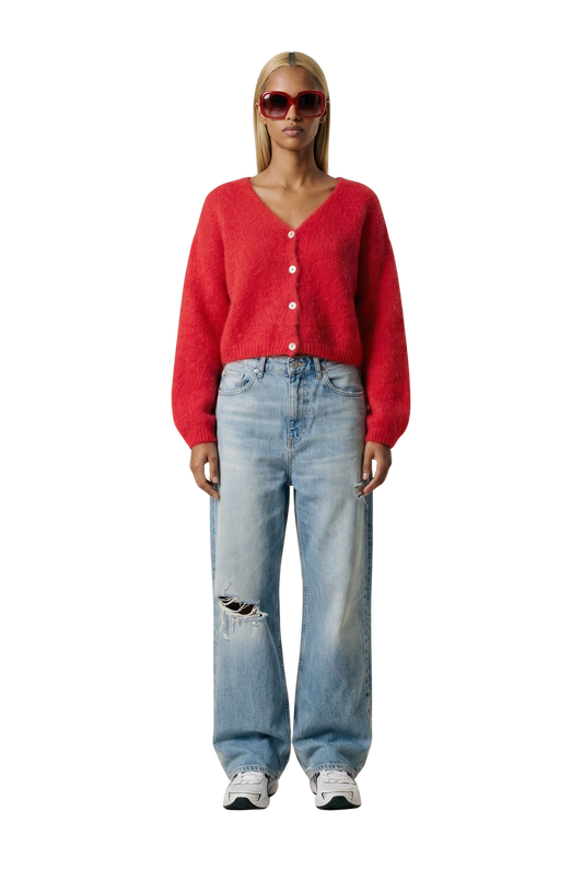 Cornelia Cropped Cardigan Lipstick Red
