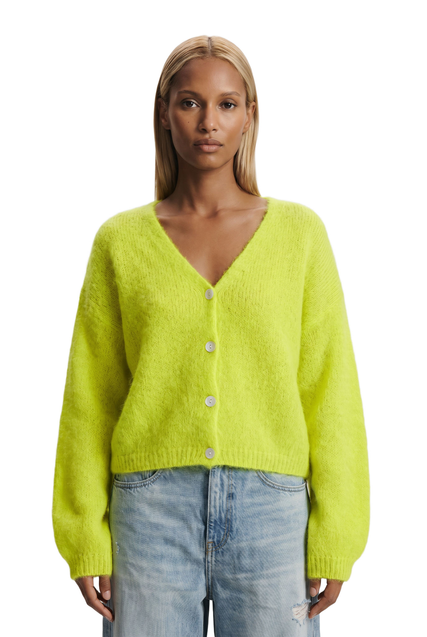Cornelia Cropped Cardigan Neon Yellow