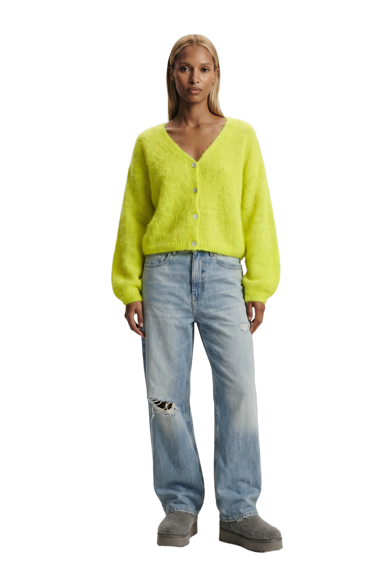 Cornelia Cropped Cardigan Neon Yellow