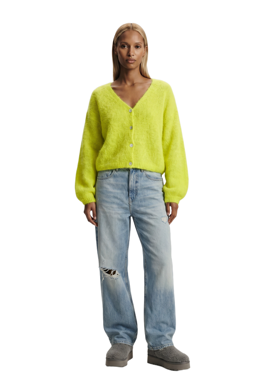 Cornelia Cropped Cardigan Neon Yellow