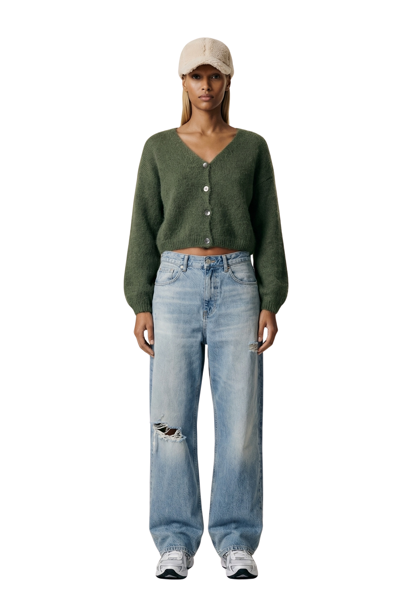 Cornelia Cropped Cardigan Seaweed Green