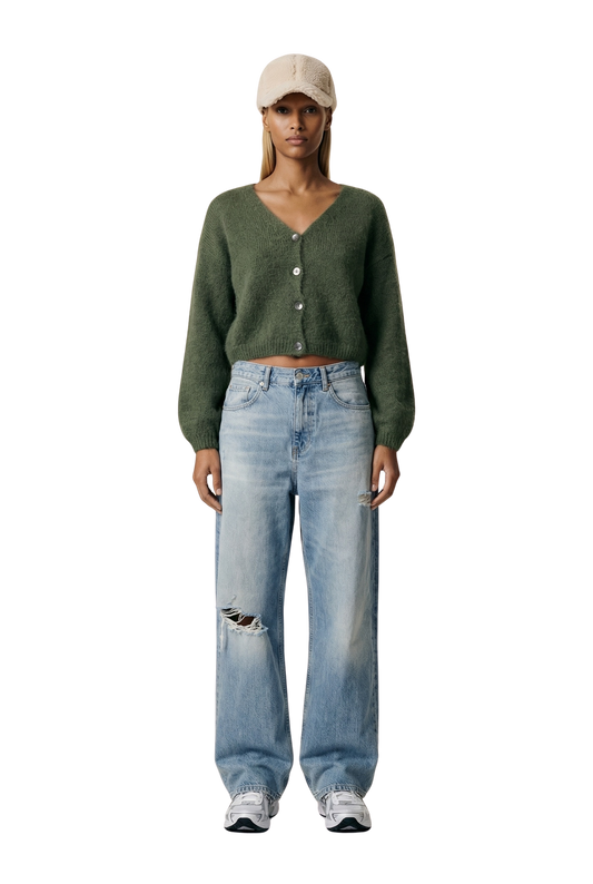 Cornelia Cropped Cardigan Seaweed Green